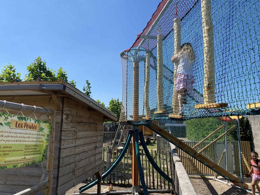 Un enfant sur le parcours d’accrobranche